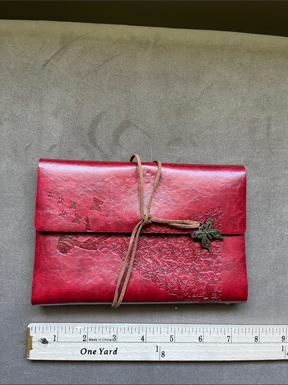 Embossed Red Butterfly Girl Faux Leather Journal - Picture 5 of 5